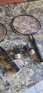 Vintage Pink/ NEON Badminton Racquets AND 2 Shuddlecocks. Rainbow ๐ - Picture 1 of 13