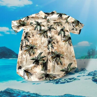 Camisa hawaiana Ron Jon Surf Shop para hombre talla mediana bronceada Aloha Resort Palmera Foto 1 de 4