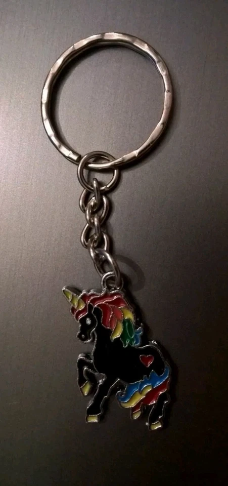 Black Unicorn Keyring Bag Tag Charm Gift Present  - Image 1 of 1