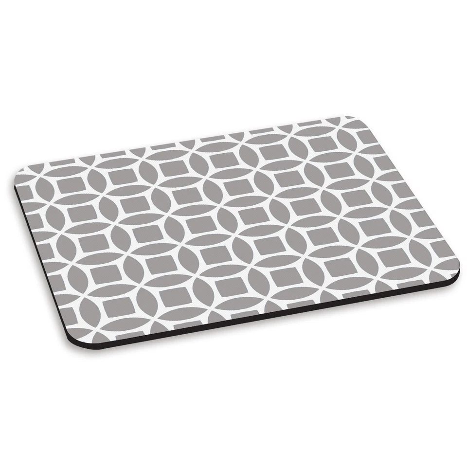 RETRO CIRCLES GREY PATTERN PC COMPUTER MOUSE MAT PAD - Cute Tribal Aztec - Image 1 of 1