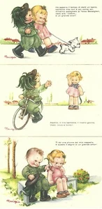 ILLUSTRATOREN - MARIAPIA - 3 POSTKARTEN MIT MILITÄRKINDERN -  - Bild 1 von 1