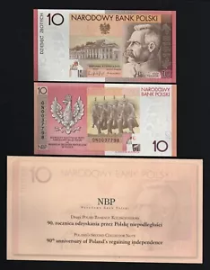 Poland 10 ZLOTYCH P-179 2008 90th *Commemorative EAGLE SOLDIER UNC NOTE + FOLDER - Picture 1 of 3