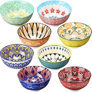 8 Pcs Colorful Ceramic Bowl Set 10 Oz Soup Cereal Bowls 4.75'' Porcelain Kitchen - Picture 1 of 7