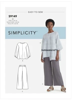SIMPLICITY 9149 MISSES TOPS & PANTS Sewing Pattern Sizes 8-16 & 18-26 Skill EASY - Image 1 of 4