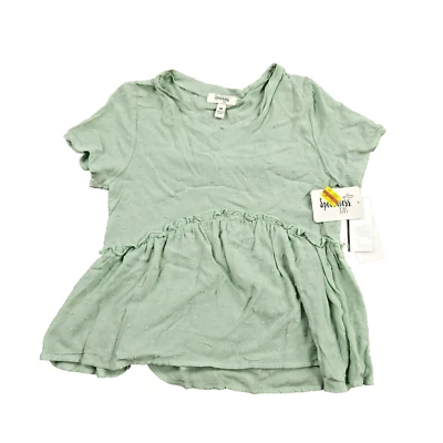 Speechless Swiss Dot Top Girls Medium V-Neck Ruffle Detail Short Sleeve - Image 1 of 4