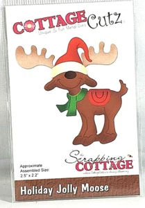 Holiday Jolly Moose Christmas Hat Scarf Saddle CottageCutz Metal Die CC-946 - Picture 1 of 1