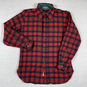Pendleton Shirt Mens Medium Red Green Plaid Virgin Wool Macduff Tartan Vintage - Picture 1 of 15