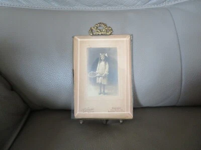 ancien grand cadre photo verre biseauté et bronze  20 cm - Photo 1/4