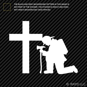 (2x) Firefighter Kneeling At Cross Sticker first responder fireman rescue hero - Picture 1 of 1