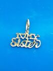 14K Solid Yellow Gold "I Love My Sister" Pendant