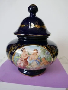 Kobalt K Stile Sevres indigoblau 10" Porzellan Ingwer Glas Vase Urne viktorianisch - Bild 1 von 20