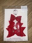 Red And Silver Glitter Pattern 3 Piece Bow Set