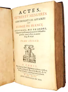 1646. In folio. Actes, tiltes & mémoires concernant les affaires du Clergé - Foto 1 di 13