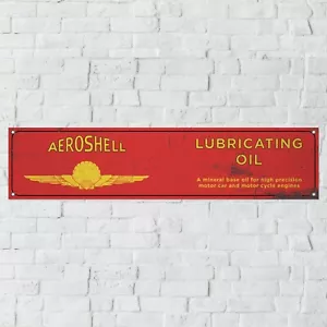 Vintage Aeroshell Oil Banner Motor Oil Fuel Garage Workshop PVC Sign - Picture 1 of 3