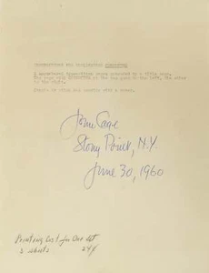 Cage, John. COMPOSER - Signed Publishing Instructions - Picture 1 of 3