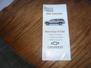 2003 Chevy Suburban Dealer Only Salespersons Pocket Quick Facts Guide - Picture 1 of 4