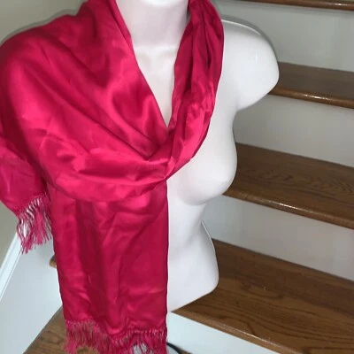 LIZ CLAIBORNE винтажный FUCHSIA HOT PINK блестящий шикарный шаль надежном шарф ❤️tb69 - Изображение 1 из 4