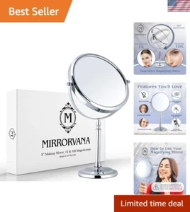 Elegant 10X and 1X Magnifying Makeup Mirror in Gift Box - Classic Chrome Finish - Picture 1 of 9