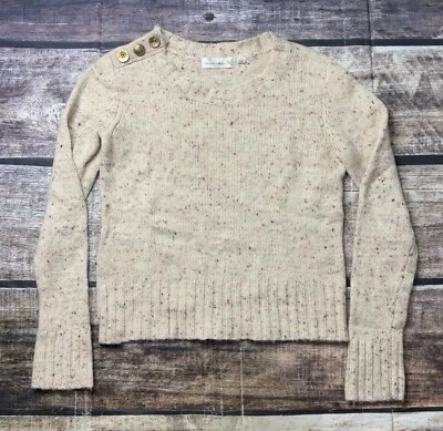Anthropologie Charlie & Robin Sweater Women's Medium Chunky Knit Gold Buttons - Изображение 1 из 4