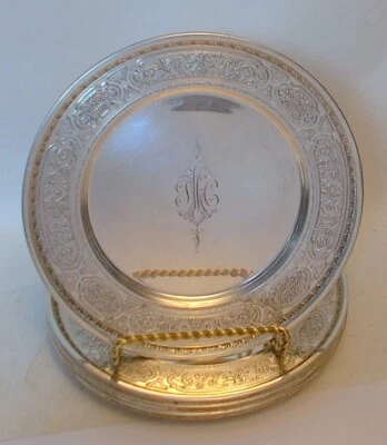 Juego 4 PLACAS PLATA ESTERLINA DH Dominick HAFF 6.5" diámetro Foto 1 de 4