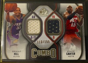 GRANT HILL & VINCE CARTER 2009-10 SP GAME USED DUAL JERSEY 2 COLOR SP # 113/155