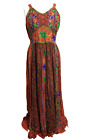 Copper Maxi Dress Boho Medieval Hippie Festival Embroidered Rayon 14 16 18 20