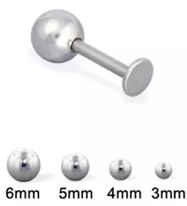 Labret Kinnbolzen mit 6 mm Kugel 14 Stärke 3/8" Stahl - Bild 1 von 3