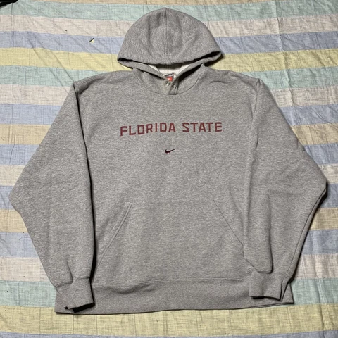 Sz XL - Y2K Nike Florida State Seminoles Center Check hoodie mens gray - NCAA Cover