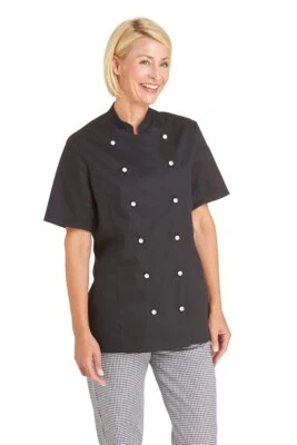 Leiber Damen Kochjacke weiß schwarz halbarm 08/2519 Gastro 95°C waschbar