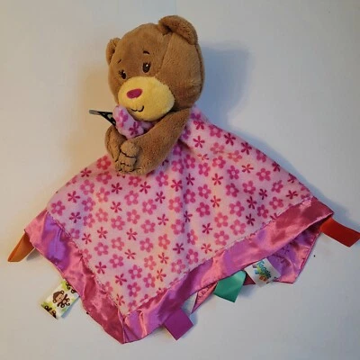 Плюшевое коричневое милое защитное одеяло Taggies с атласной отделкой 14 дюймов - Изображение 1 из 4