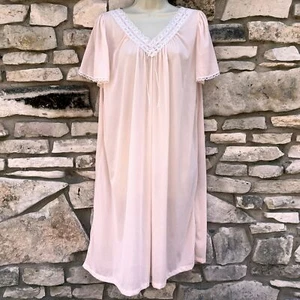 Camisón Sears Carriage Court para mujer M rosa melocotón encaje hasta la rodilla manga corta - Imagen 1 de 10