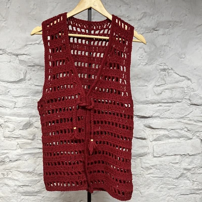 Abuela Cárdigan Suéter Chaleco Hecho a Mano Crochet Boho Hippie Cottagecore De Colección Foto 1 de 4