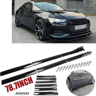 For Audi Quattro 78.7"2m Side Skirt Extension Splitter Spoiler Lip Glossy-Black Foto 1 de 4