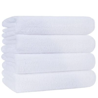 Toalla de baño de microfibra de secado rápido sin pelusa 57 x 30 en paquete de 4 blancas Foto 1 de 4