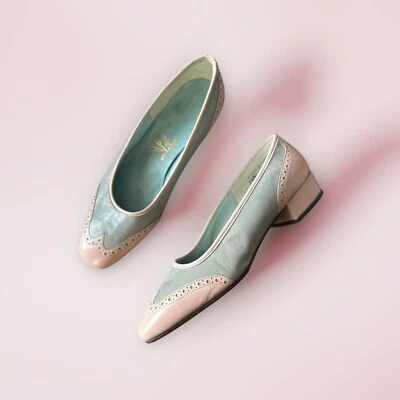 Bombas brogue punta de ala vintage (Joseph) Larose Mod Spectator, talla 7 1/2, Dead-Sto Foto 1 de 4