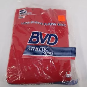 Vintage 1989 BVD Athletic Series Red Long Sleeve Fleece Shirt Sweatshirt - Bild 1 von 4