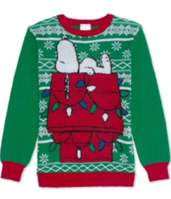 Suéter Peanuts Dr. Seuss Sleepy Snoopy Rojo Casa Luces NAVIDAD Niños Grandes Mediano Foto 1 de 2