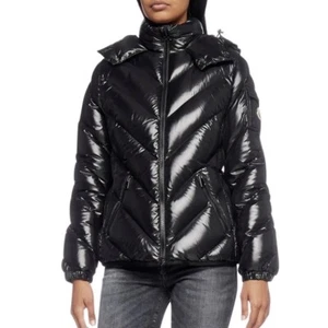 MONCLER BROUEL Chevron Plumón Chaqueta Cremallera Corto Acolchado Abrigo con Capucha Negro 3 L - Imagen 1 de 13