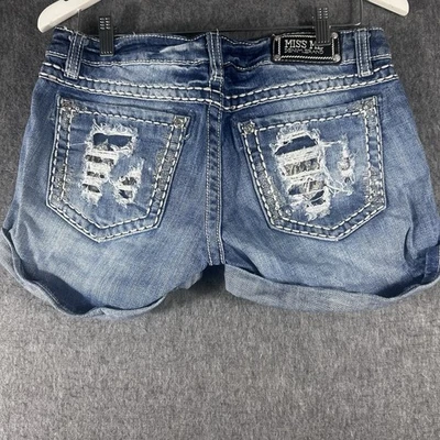 Miss Me Jeans Shorts Sz 30 Rhinestone Embellished Y2K It Girl JE1061H2 Cuffed - Image 1 of 4