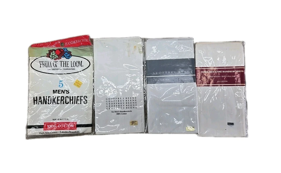 Juego de 20 - NUEVO - Paquetes de pañuelos blancos vintage sellados NOS algodón polietileno Foto 1 de 4