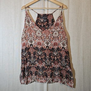 Chelsea And Theodore Womens Large Chiffon Tank Top Blue Red Cream Paisley - Picture 1 of 9
