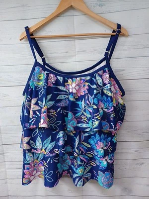 Топ танкини Maxine of hollywood плюс размер 22 Вт регулируемые ремни с подкладкой синий  - Изображение 1 из 4