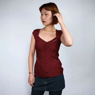 Top a rayas asimétricas Miss Sixty años 00 en rojo/negro - S Foto 1 de 4