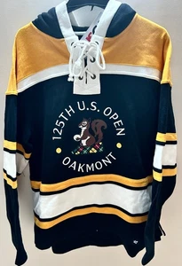 US Open Golf Oakmont 47 Brand Hooded Hockey Jersey Shirt Pullover Black Gold S - Picture 1 of 6
