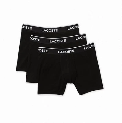 Paquete de 3 calzoncillos boxer informales de algodón elástico Lacoste para hombre en negro, talla: grande Foto 1 de 4