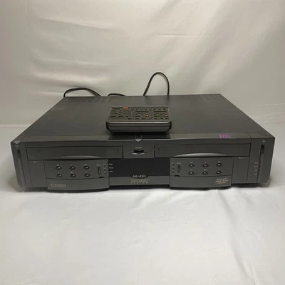 Vintage GoVideo Dual Deck VCR GV3020 VHS Player Recorder Remote Black FOR PARTS - Image 1 of 4