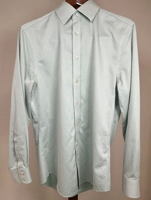 Charles Tyrwhitt Slim Fit Non-Iron Dress Shirt 15.5 34 Mint Green Textured - Image 1 of 4