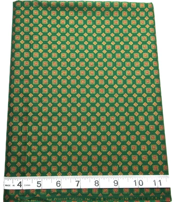 VTG Joan Kessler Concord Fabric 1.25yd Gold Accents on Green Cotton Craft Quilt - Image 1 of 3