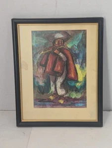 Vintage Ecuadorian Flute Band Flötist Painting Drawing - Hand Made In Ecuador - Bild 1 von 8