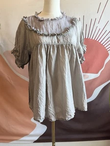 Ewa I Walla Top Women’s Size Small Boho Ruffle Shirt Blouse Silk Minimalist - Picture 1 of 15